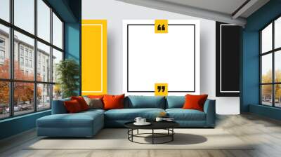 Empty Quote Frames Template Set. Blank Text Box Quote Frame Borders with Copy Space. Line Border with Quotation Marks Isolated on Background. Square Format for Social Media Post. Wall mural