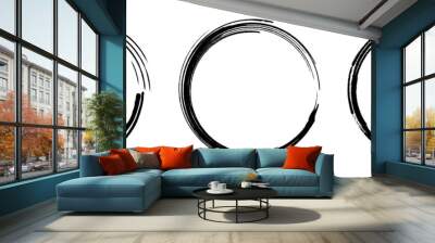 Hand-drawn circle line sketch set. Grunge art illustration round circular scribble doodle vector Wall mural