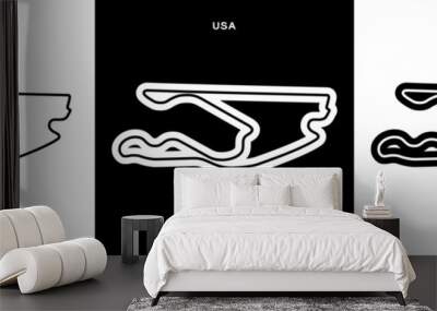 Miami Circuit Vector. Miami USA Circuit Race Track Illustration with Editable Stroke. Stock Vector. Wall mural