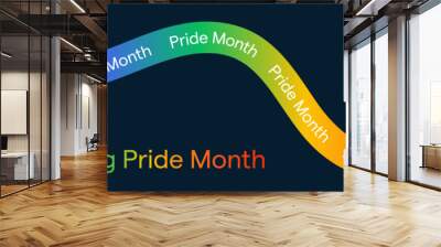 Pride Month Banner With Rainbow Gradient Ribbon Background. Celebrating Pride Month Web Banner Design Template with Rainbow Gradient in Pride Flag Colours.  Wall mural