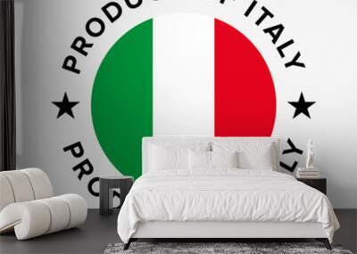 Product of Italy Badge Label Vector. Certificate for Product Made in Italy. Italian Flag with 'Product of Italy' Text. Wall mural