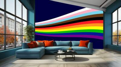 Progress Pride Flag Wave Background. Vector Background for Pride Month Wall mural