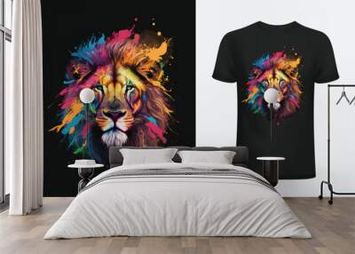 Lion digital colorful vector illustration in graffiti sketch style for t shirt design, banner, poster etc. Wall mural