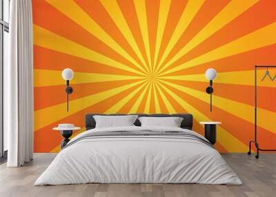 Yellow starburst retro background design. Abstract ray wallpaper. Wall mural