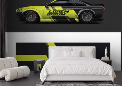 Car wrap racing livery vector. Abstract stripe racing background for pickup truck Wall mural