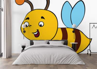 A bee cartoon smiling illus Wall mural