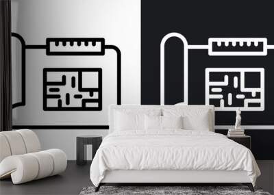 Construction plan vector icon set in black and white color. Wall mural