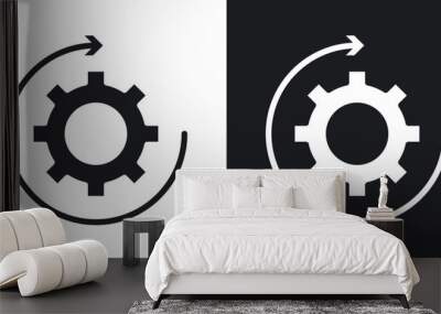 Continuous changes solid vector icon set in black and white color. Wall mural