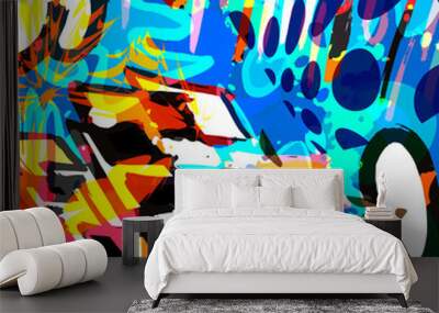 colorabstract ethnic pattern in graffiti style with elements of urban modern style bright quality illustration for your design Wall mural