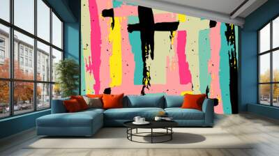 geometric abstract color pattern in graffiti style. Quality illustration for your design Wall mural