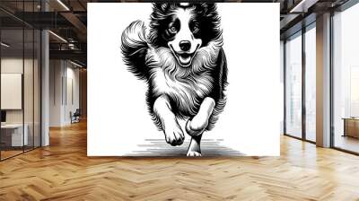 Hand drawn cute Border Collie, vector sketch isolated on white background. Wall mural