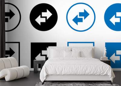 Arrows data transfer icons set, exchange arrow icons. Swap icon with two arrows. Editable stroke. Wall mural