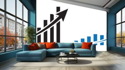 Business growth graph success chart with arrow, profit growing symbol, progress bar symbol, growing graph icons. Vector illustration. Wall mural