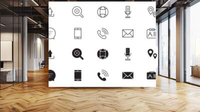 Contact and communication icon Set - Outline Icons for Web and Mobile Wall mural
