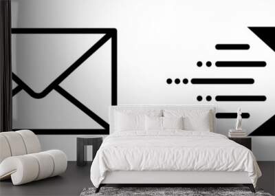 Email send message icon vector set isolated on transparent background. Speed delivery symbol. Wall mural