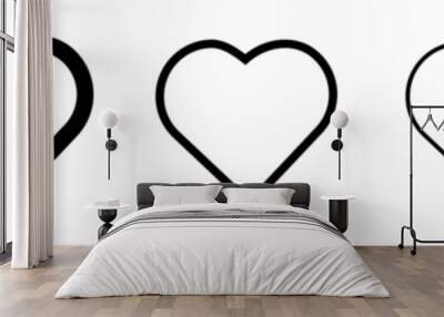 Heart vector icons. Set of love symbols isolated on transparent background. Wall mural