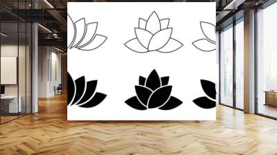 Lotus gradient icons set. Simple lotus icon collection. Black Lotus flower vector. Wall mural