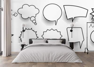 Speech Bubble icon set with halftone. Talk, Cloud comic speech bubbles collection. Wall mural