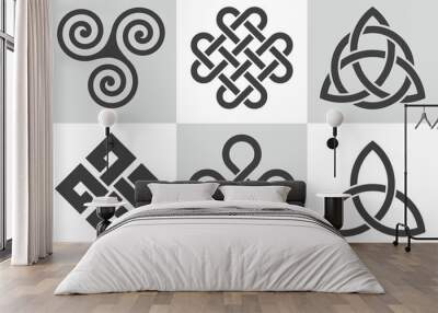 Celtic knots. Set of sacred vector patterns. Traditional celtic elements. Wall mural