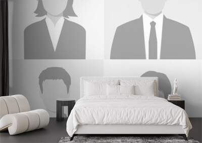 Man and woman profile placeholder. Default vector avatars set. Wall mural