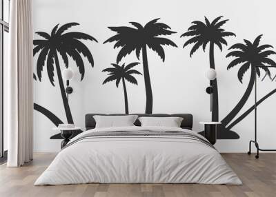 tropical trees for design about nature. set of palm trees silhouettes. vector illustrations isolated Wall mural