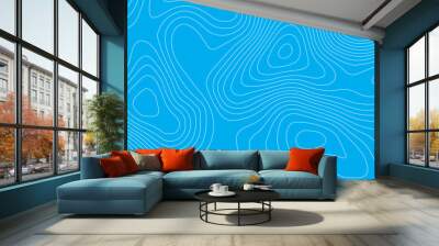 Abstract blue topography contour map background design .geometric white  wave curve lines texture .abstract topographic map with  wave line pattern . Wall mural