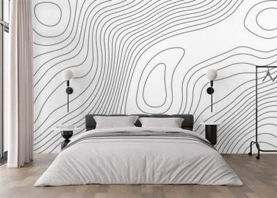 Topographic map background geographic line map pattern .panorama view black color wave curve lines .geographic mountain relief abstract grid .the concept map of a conditional geography map . Wall mural