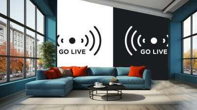 Go live solid vector icon set in black and white color. Wall mural