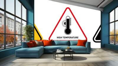 high heat danger warning. sign for elevated temperatures. caution for overheating risks. Wall mural