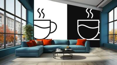 Hot Coffee Mug Icon Set. Tea and Morning Drink Symbol in Vector Format. Wall mural