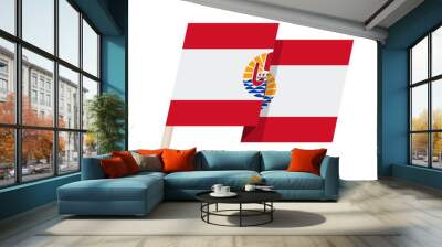 French Polynesia Ribbon Waving Flag Isolated on White. Vector Illustration. Wall mural