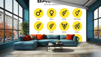 Sexual orientation flat icons vector set Wall mural