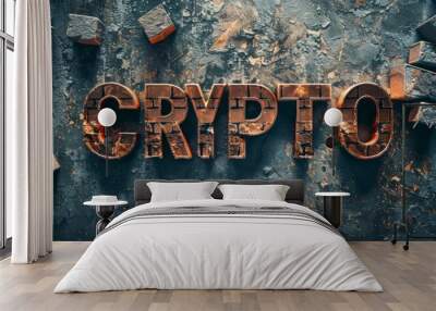 Brick Cryptocurrency concept art poster. Wall mural