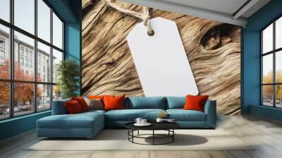 Empty minimalistic product price tag on creative textured background. Wall mural