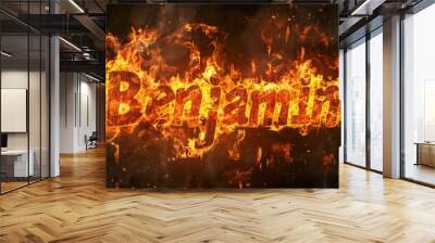 Fire personalized name postcard perfect for decor. Wall mural