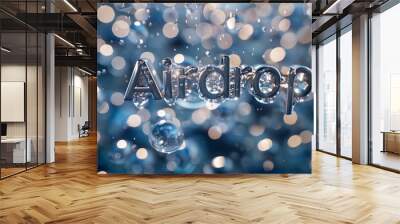 Grey Glossy Surface Cryptocurrency Airdrop concept art poster. Wall mural