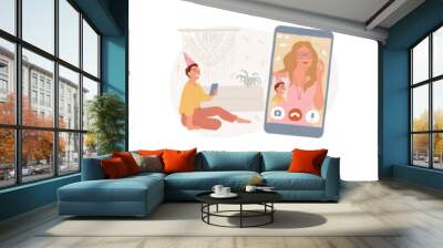 Isolation entertainment isolated concept vector illustration set. Wall mural