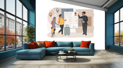 Movement of people isolated concept vector illustration set. Wall mural