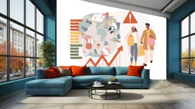 Overconsumption isolated concept vector illustration. Consumption society, natural resources overconsumption consequences, food overproduction, overpopulation problem vector concept. Wall mural