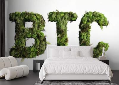 The Bitcoin symbol created in Moss-Covered Letters. Wall mural