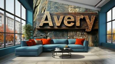 Wooden Rosewood personalized name postcard perfect for decor. Wall mural