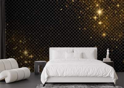 Glitter particles effect. Gold glittering Space star dust trail sparkling particles on transparent background. Vector illustration Wall mural