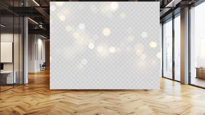 Golden dust light png. Christmas glowing bokeh confetti and sparkle overlay texture for your design. Stock royalty free vector illustration. PNG	 Wall mural