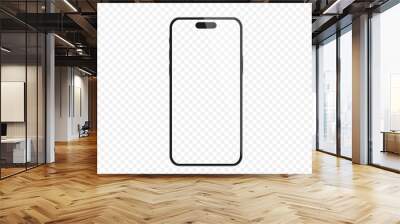 Studio shot of Smartphone with blank white screen for Infographic Global Business . Front View Display.Vector illustration. PNG	 Wall mural