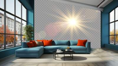 Vector transparent sunlight special lens flare light effect. PNG Wall mural