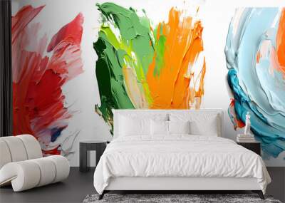 Vibrant palette abstract rough colorful multicolored art painting texture, pallet knife paint on transparent background.
 Wall mural