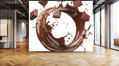 chocolate liquid bar splash isolated on transparent white background, clipping path Wall mural