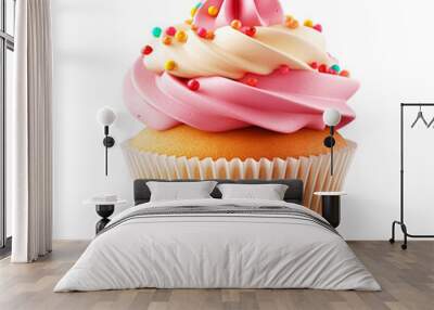 cupcake with icing on transparent background Remove png created with Generative AI, Clipping Path Wall mural