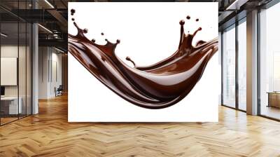 Dark chocolate liquid splash isolated on transparent white background, clipping path Wall mural