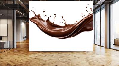 Dark chocolate liquid splash isolated on transparent white background, clipping path Wall mural